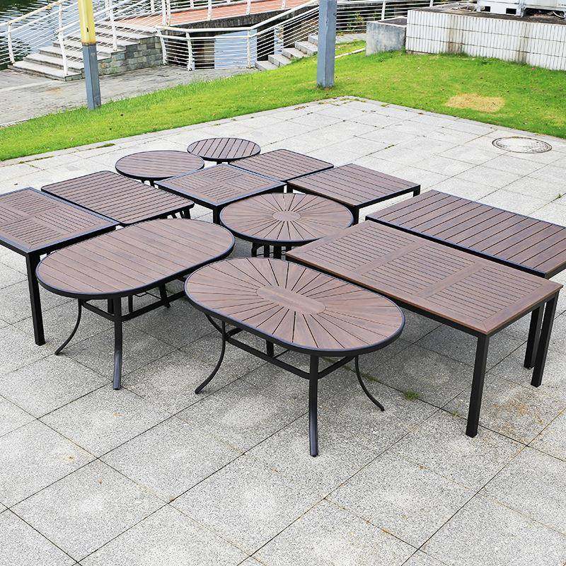 户外桌椅组合休闲咖啡厅奶茶店室外阳台庭院露台花园防腐塑木长桌