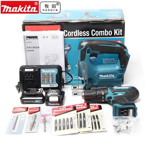 牧田锂电钻充电曲线锯修边机CLX230X1套装12V锂电组合家用起子机