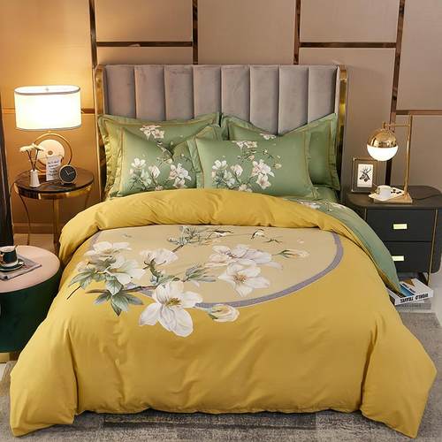 新款长绒棉四件套纯棉印花床单被套床上用品四件套全棉南通家纺