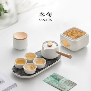 家用陶瓷茶壶茶炉高档现代小套礼盒 叁旬转转懒人自动功夫茶具套装