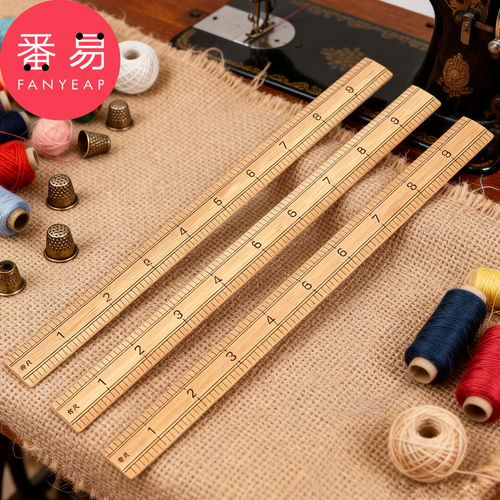 尺子/竹A1pq808-双面市尺裁缝量衣尺教学尺英寸量布料服装尺子
