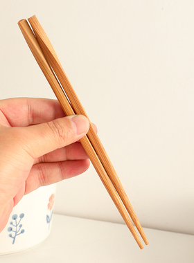 洛槿日式和风高档创意竹制麻花竹筷家用20厘米无漆碳化儿童短筷子