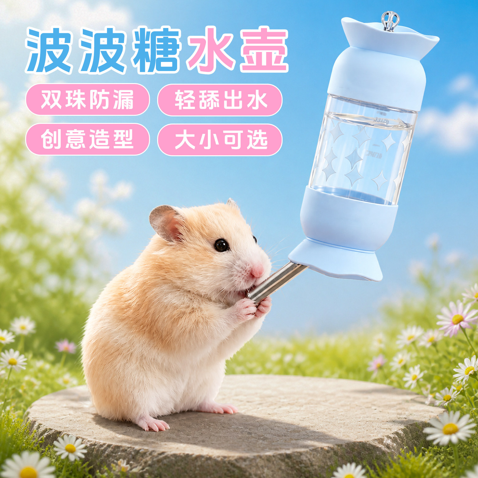仓鼠水器喂滚珠饮水防漏金丝熊水壶兔子挂立式磁吸喝水机水樽支架