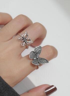 Ring Sets Gifts欧美复古镂空蝴蝶戒指个性时尚关节戒指2件套装
