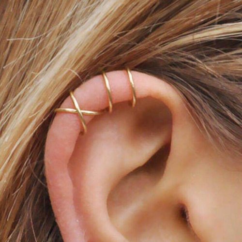 Ear Clips Stud Sets欧美5件套软骨树叶双层无耳洞耳钉耳夹套装