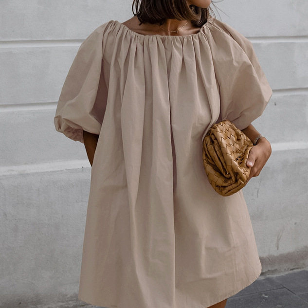 Sexy Off Shoulder Women Dresses性感一字领露肩泡泡袖短连衣裙