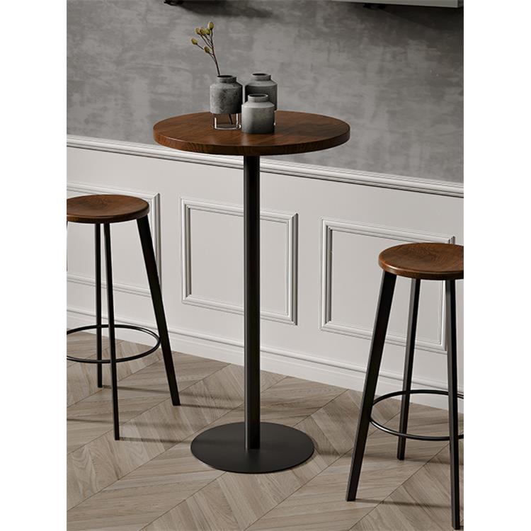 需定制复古吧台椅家用实木高脚凳休闲酒吧椅铁艺咖啡馆奶茶店桌椅