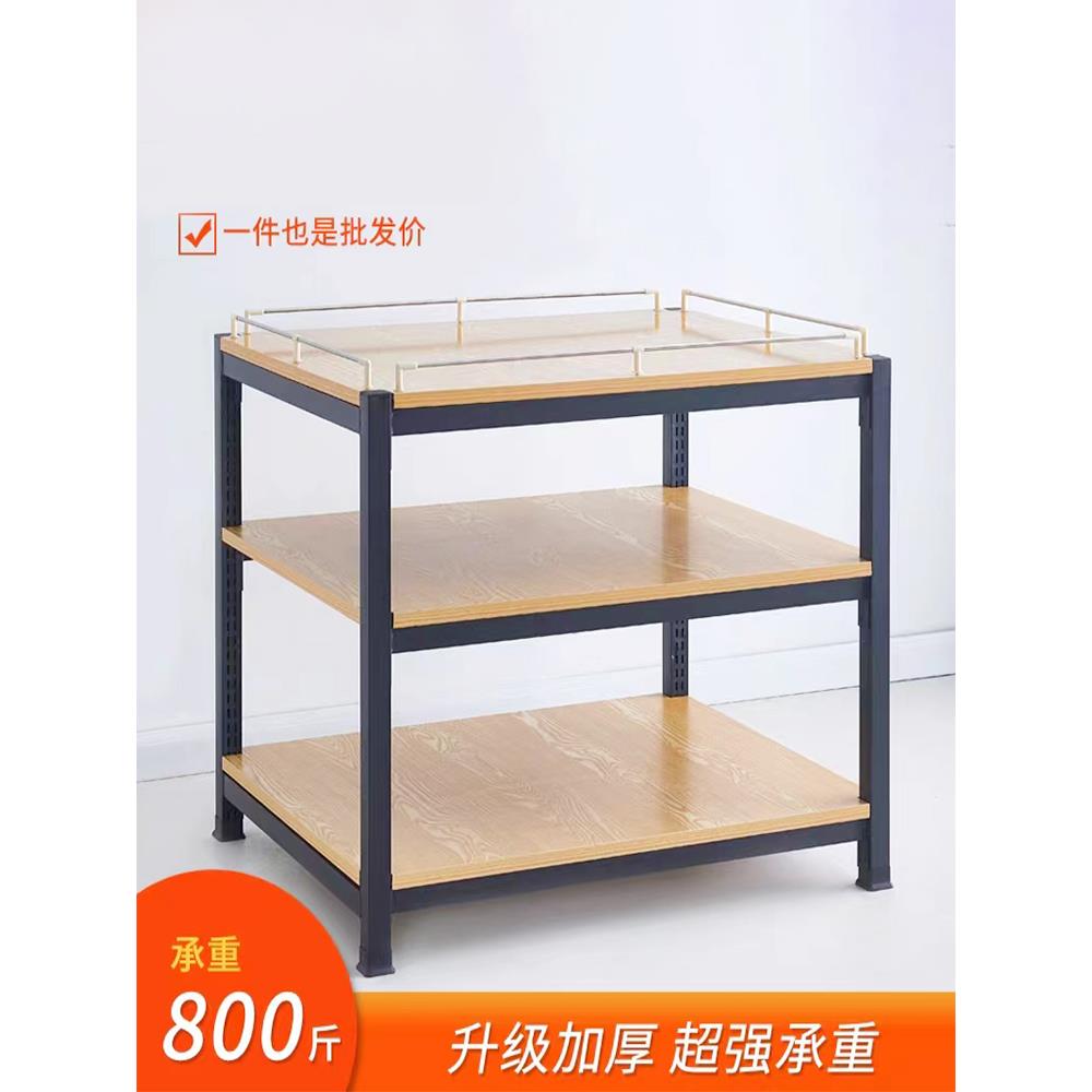 需定制超市牛奶堆头展示架饮料促销台陈列架钢木货架加厚礼品盒洗