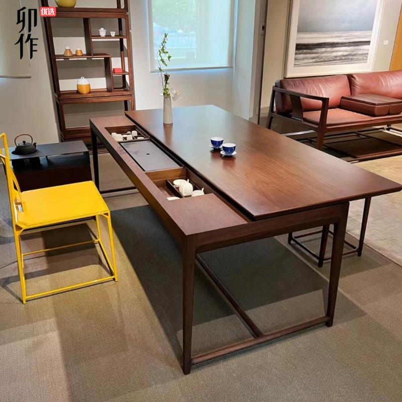 需定制卯作新中式实木茶桌高级干湿泡一体茶台办公家用设计款定制