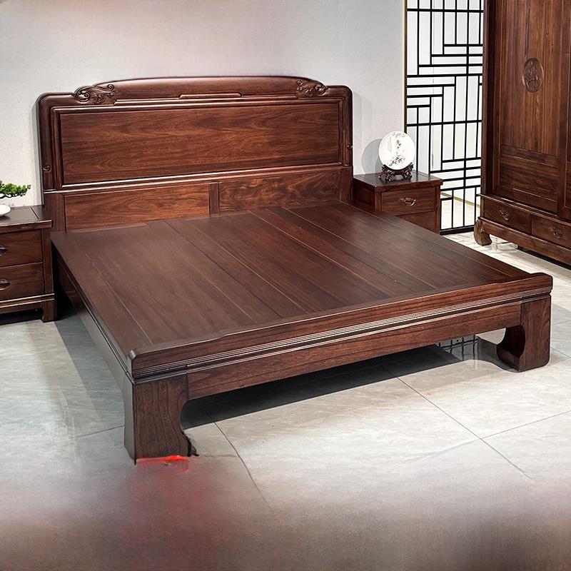 乌金木床双人大床榫卯结构卧室套房家具高档新中式实木床新款直销