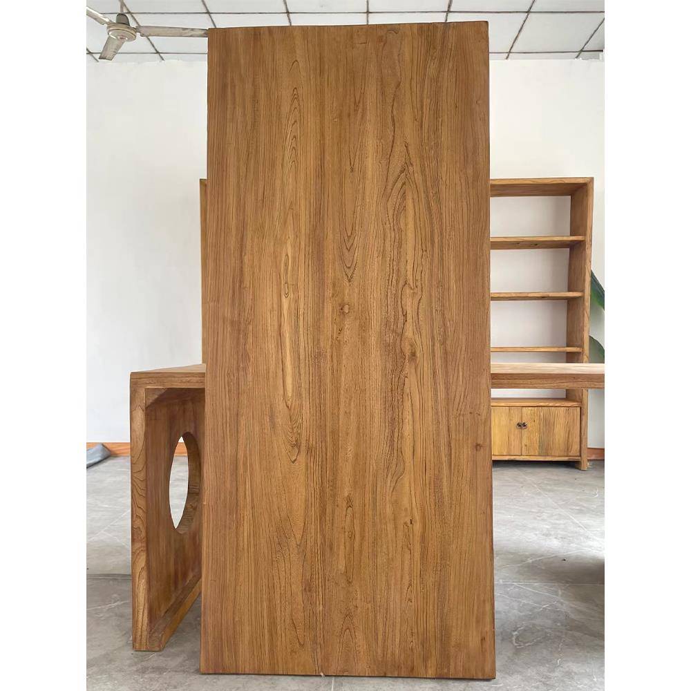 需定制老榆木门板风化实木大板桌复古怀旧实木桌面板原木吧台餐客