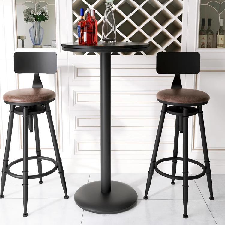 需定制吧台椅酒吧椅子旋转升降椅实木高脚凳子铁艺靠背家用吧凳现