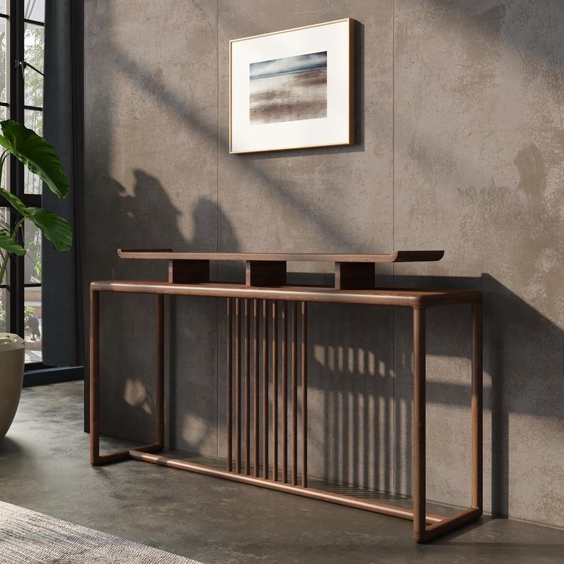 需定制入户条案新中式实木端景玄关台榆木条案禅意供桌子靠墙玄关