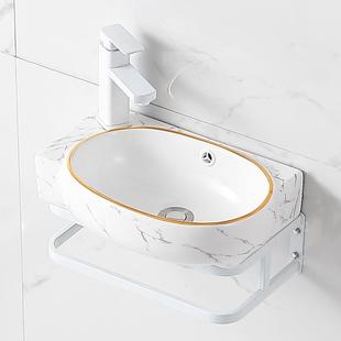 陶瓷洗手盆小户型卫生间洗脸盆阳台挂墙洗漱台不锈钢支架转角家用