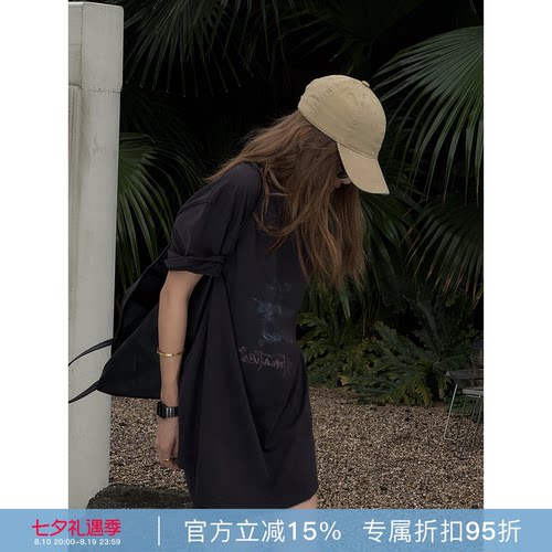 RHER STUDIO 百百棉印花夏季新款宽松圆领百搭显瘦长袖TS623