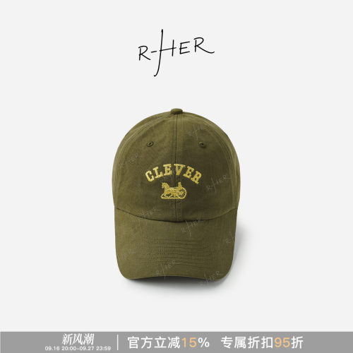 RHER STUDIO 美式复古简约显脸小百搭休闲刺绣棒球帽鸭舌帽O1020