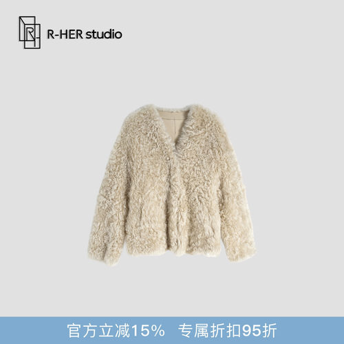 R-HER“乱世佳人”秋冬设计师款羊毛皮一体气质轻奢皮草大衣PF267