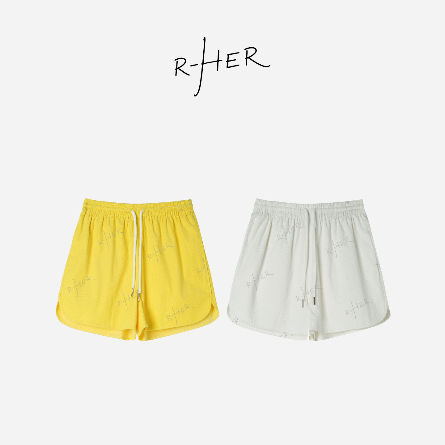 RHER STUDIO“双色清凉裤”纯色简约休闲运动夏季女士抽绳短裤K60