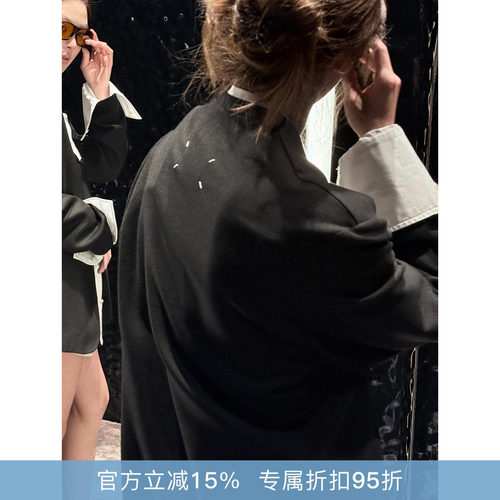 RHER STUDIO“100羊毛”春季设计感休闲百搭无领时尚西装外套XL02
