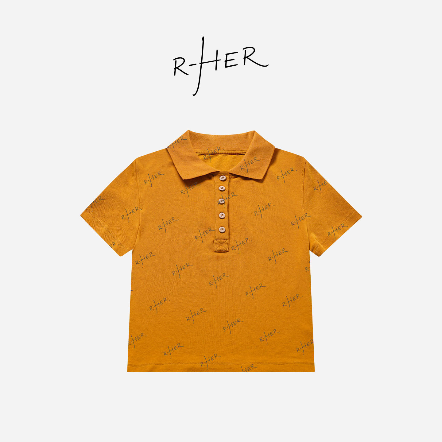 RHER STUDIO“”夏季新款排扣V领百搭小众设计感显瘦短袖上衣TYZH