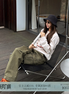 R-HER“橄榄旧街”秋冬做旧休闲裤直筒时尚宽松户外工装裤RW5NK20