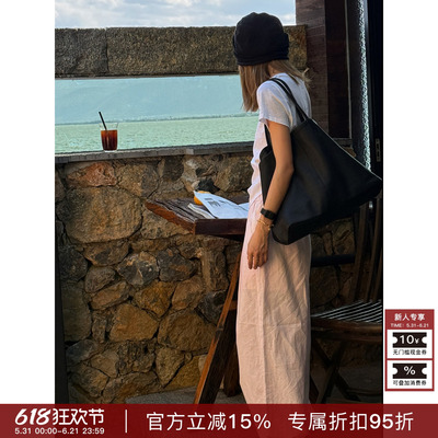 RHER STUDIO“淡粉灯笼”夏季薄款透气日常通勤休闲南法九分裤K00
