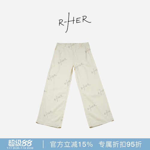 RHER STUDIO“圣马丁直筒”夏季新款高腰百搭显瘦直筒休闲裤K8049