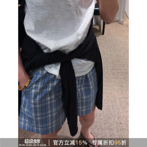 RHERSTUDIO海盐蓝格舒适短裤