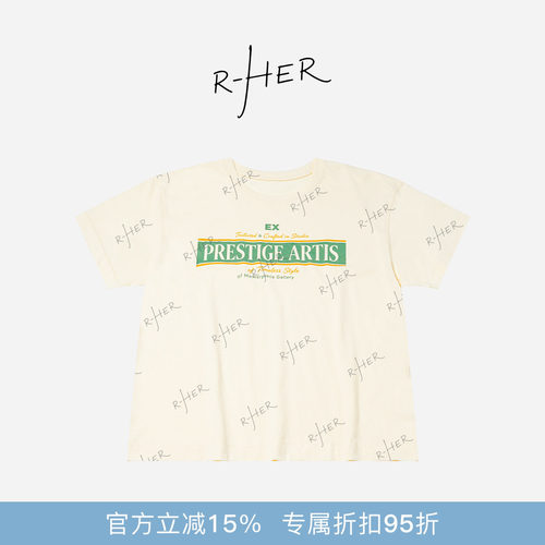 RHER STUDIO“现代艺术”100棉休闲清新宽松圆领印花短袖T上衣TBM