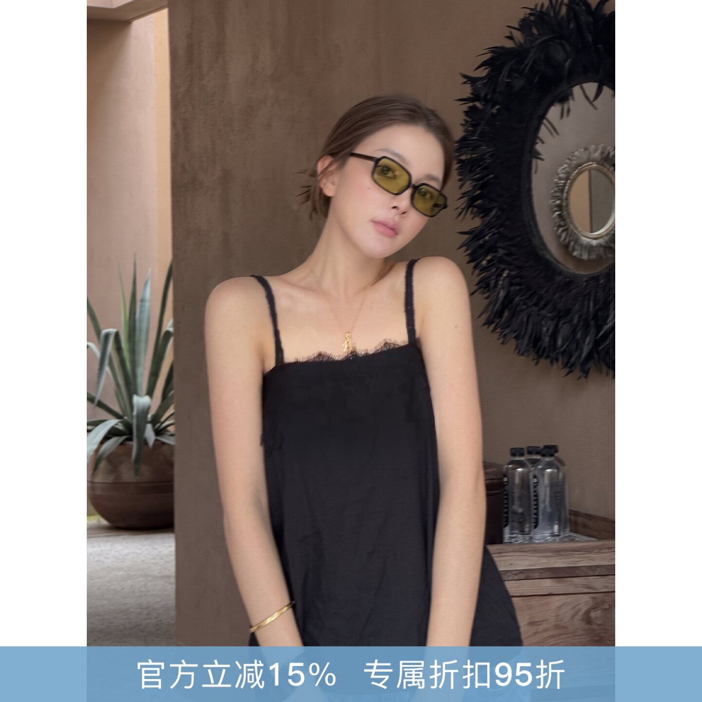 RHER STUDIO“丝边吊带”含绵羊毛亲肤细肩带内搭通勤吊带背心KRG