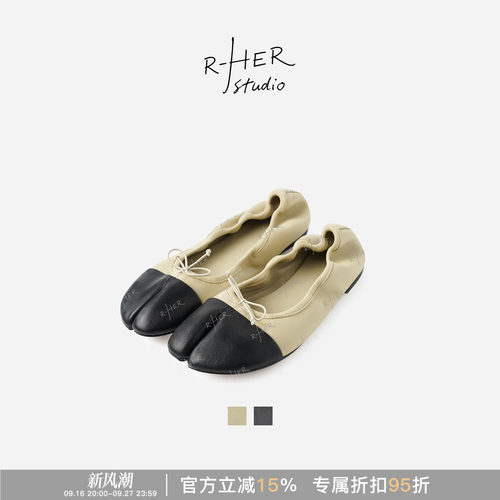 RHER STUDIO 法式蝴蝶结复古百搭舒适浅口平底分趾单鞋女鞋A7968