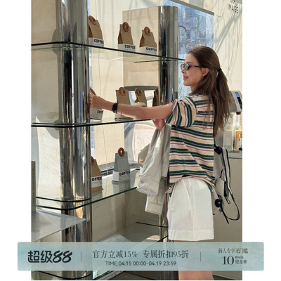 夏季女款宽松显瘦条纹短袖T恤