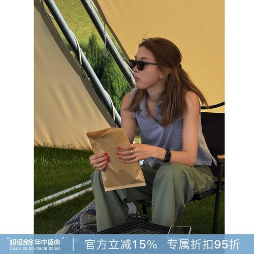 RHER STUDIO“山系灰领”夏季新款微宽松直筒百搭无袖polo上衣D23