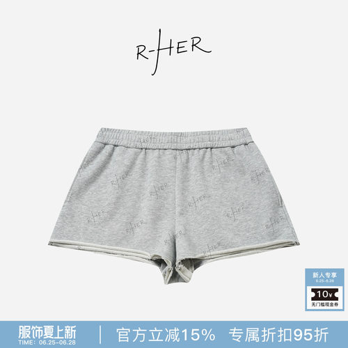 RHER STUDIO“卷边短裤”夏季新款高腰显瘦百搭宽松运动短裤KYYD2