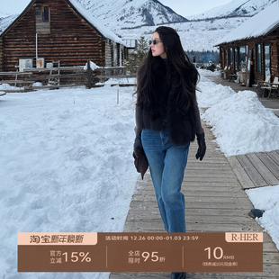 秋冬高腰显瘦宽松复古蓝色牛仔直筒裤 复蓝经典 RP50K809R HER