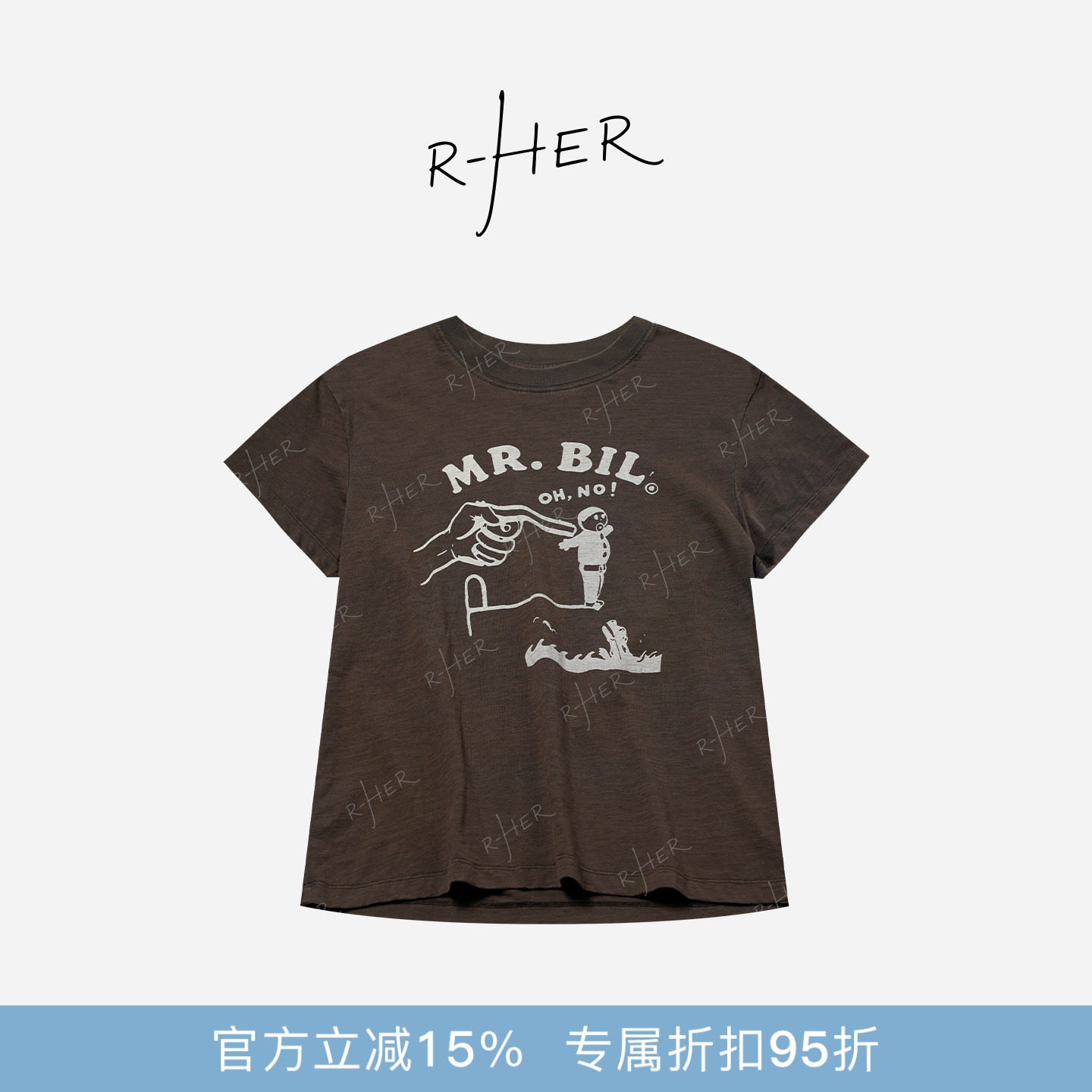 RHER STUDIO“小人儿T”百百棉夏季新款百搭显瘦宽松印花短袖T274