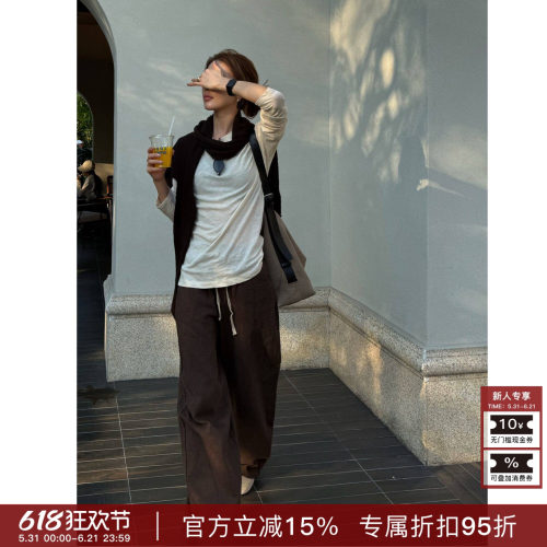 R-HER“橡屿风来”春秋复古垂感百搭休闲纯色长裤薄款哈伦裤