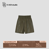 阔腿裤 K377K 短裤 ins网红松紧腰舒适薄款 HER裤 子休闲风五分裤