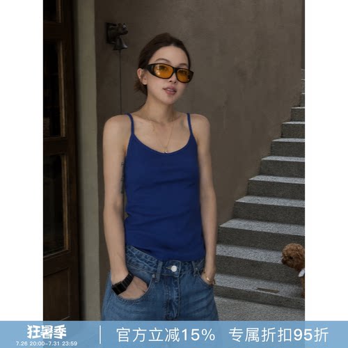RHER STUDIO“花边吊带”夏季细肩带女款背心内搭显瘦打底上衣D27