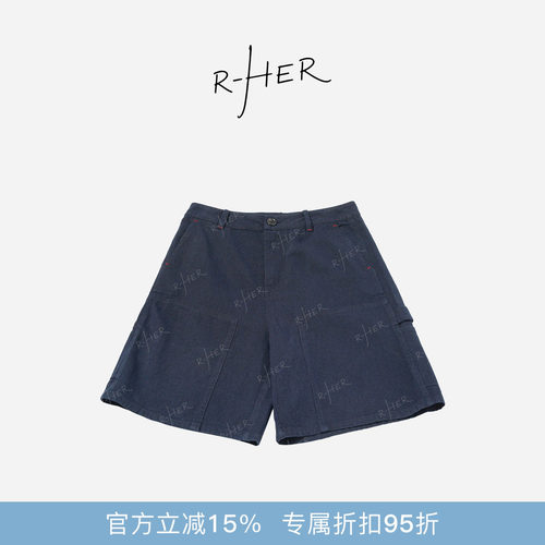 RHER STUDIO“”夏季新款高腰显瘦百搭宽松口袋短裤K6022