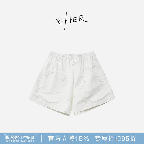 RHER STUDIO 棉锦夏季新款高腰显瘦百搭A字阔腿短裤K5056