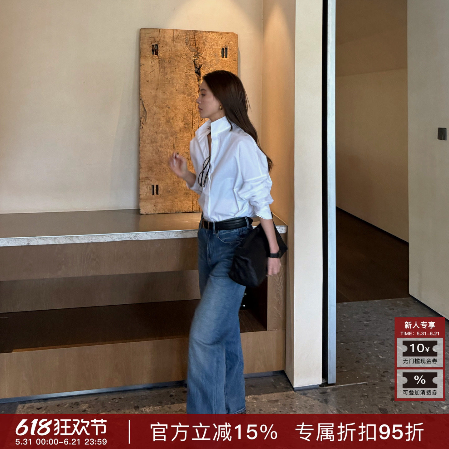 R-HER【垂洗牛仔】于Moli 宽松显瘦水洗时尚百搭女直筒垂感牛仔裤