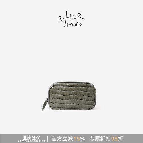 RHERSTUDIO鳄鱼皮手拿包灰色