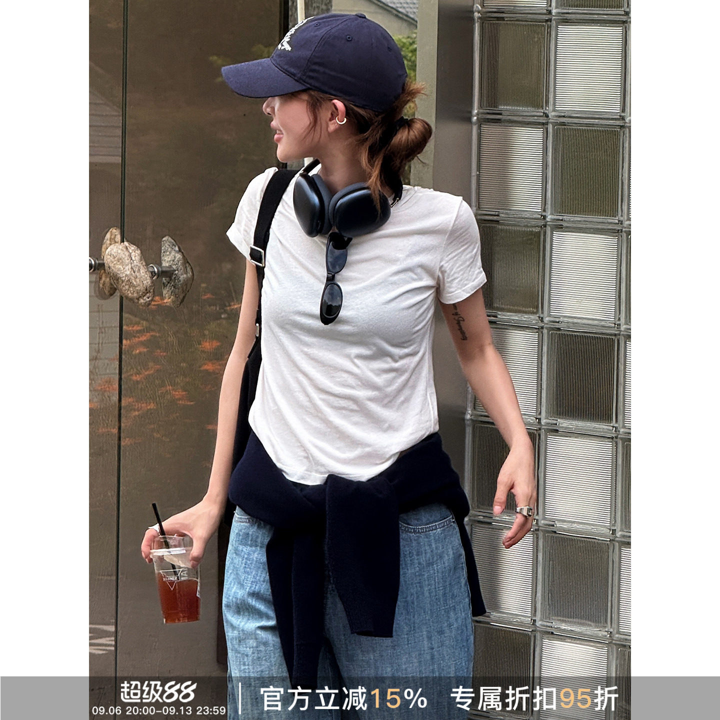 棉汉麻圆领短袖女T恤显瘦清凉