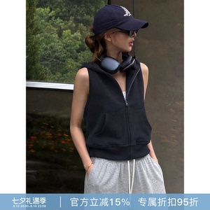 RHER STUDIO“东京街角”春秋休闲百搭叠穿无袖卫衣连帽马甲女V00