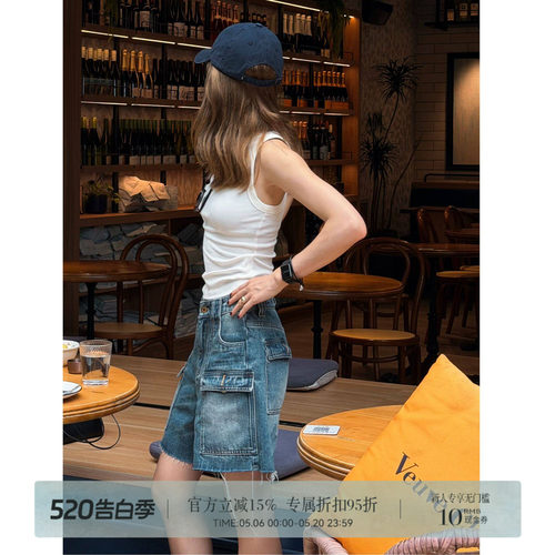 RHER STUDIO“复古做旧”夏季新款宽松显瘦百搭牛仔短裤K8645