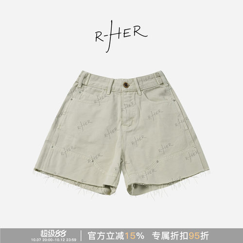 RHERSTUDIO铆钉100棉牛仔短裤
