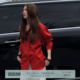 春季 鸿运漫行 HER 百搭宽松气质长袖 衬衫 亚麻休闲气质时尚