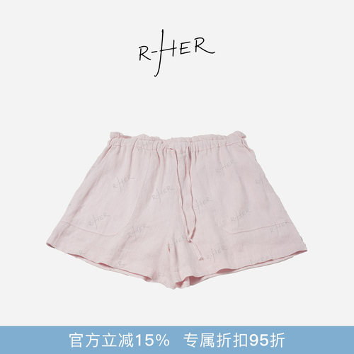 RHER STUDIO“花苞亚麻”夏季新款高腰显瘦百搭宽松休闲短裤K6019
