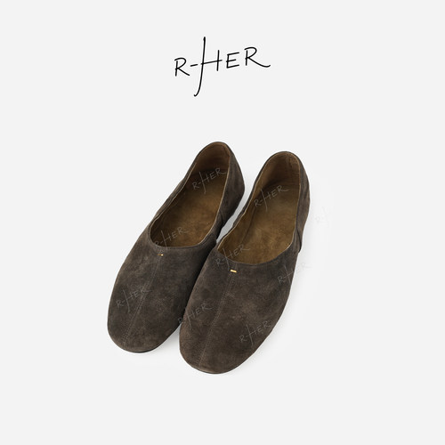 RHER STUDIO“法式芭蕾”复古风休闲百搭平底圆头一脚蹬单鞋A0009